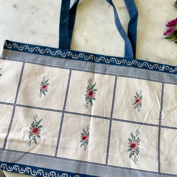 Sezane x Baziszt Blue Floral Tote Bag - Picture 4 of 12